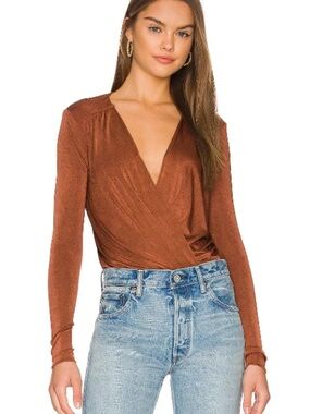 Free People Turnt- in Mesa Wrap-Front Long Sleeve Bodysuit